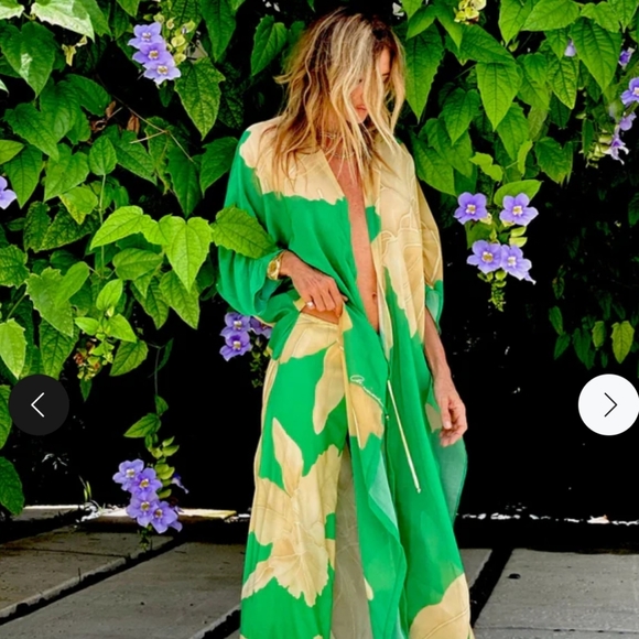 ❤️NWT SET of Boho Tropical Print Pants & Kimono Duster Beach Cov… - Picture 3 of 16